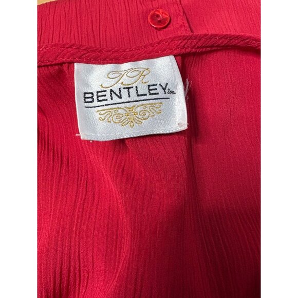 Vintage Red Bentley Button Front Shirt Short Sleeves Lightweight Crepe Size 2X - Picture 5 of 5